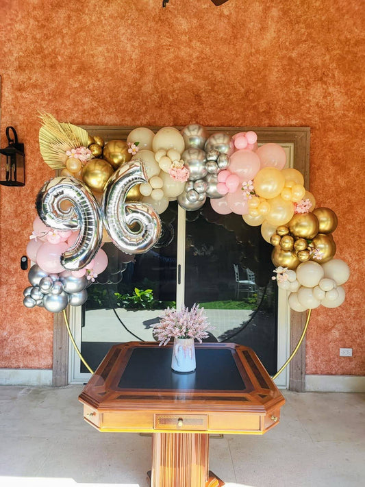 Aro Cumpleaños Con 1/2 Luna de Globos
