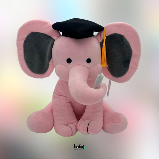 Peluche Elefante Graduado Rosa