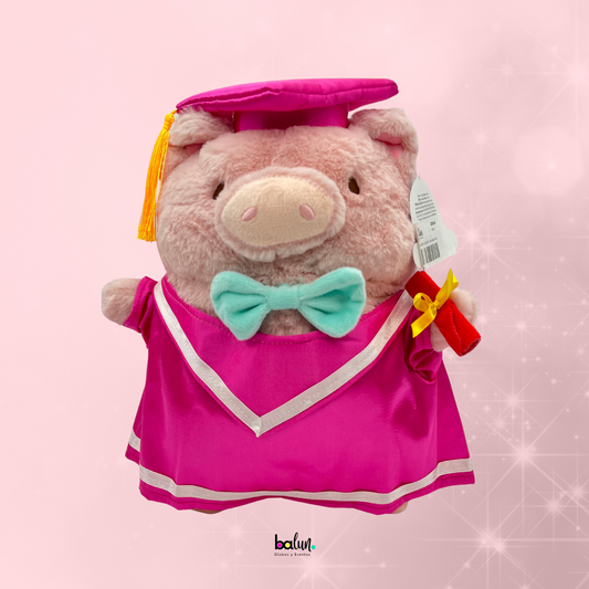 Peluche Cerdito Graduado Rosa