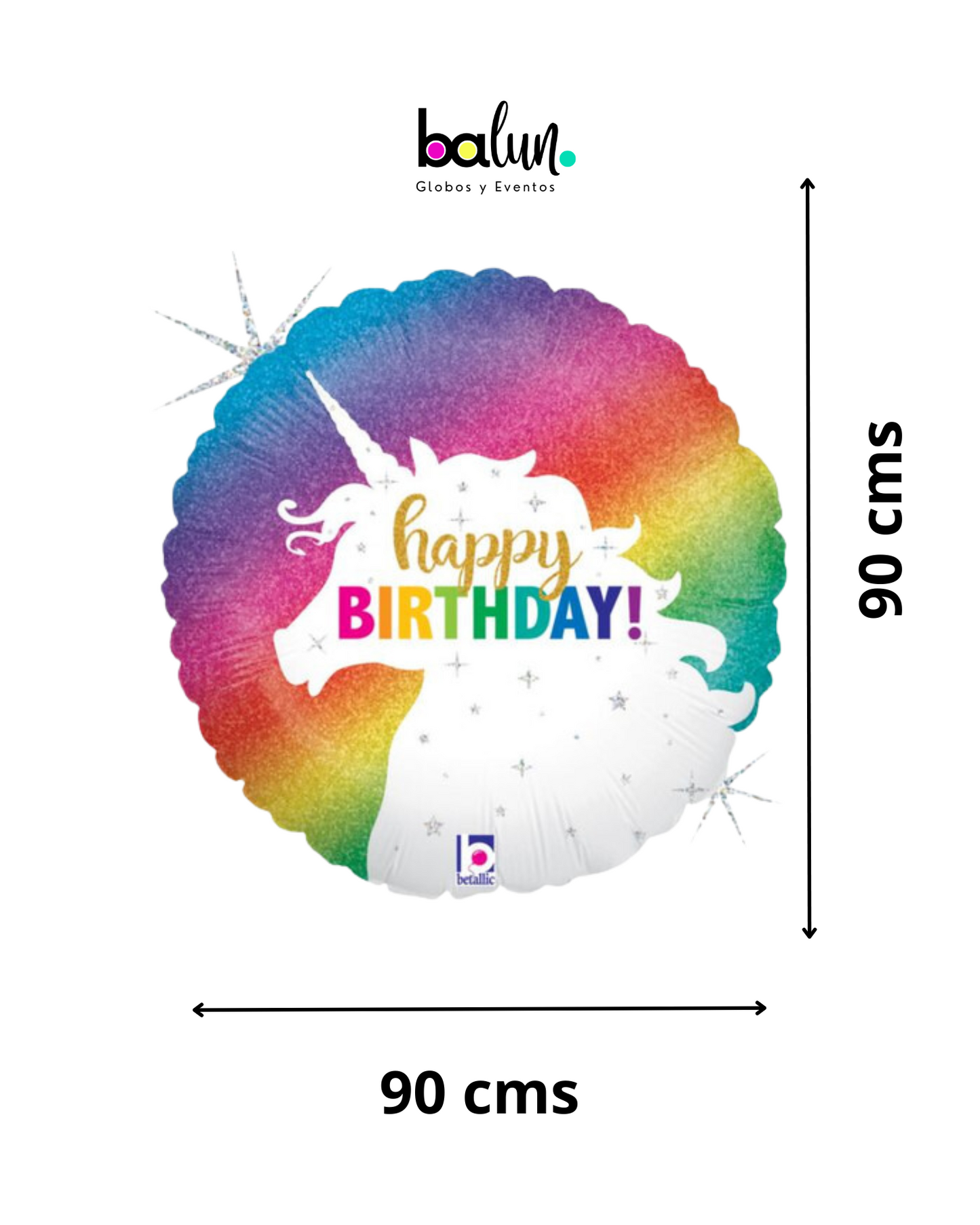 Redondo Metálico Unicornio Happy Birthday 36"