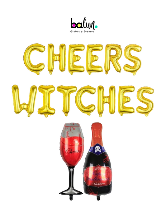 Banner Globo Cheers Witches Dorado