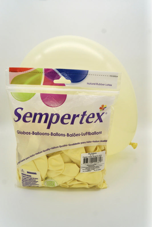 Pastel Mate Amarillo 12" (Bolsa 50pzs) Sempertex