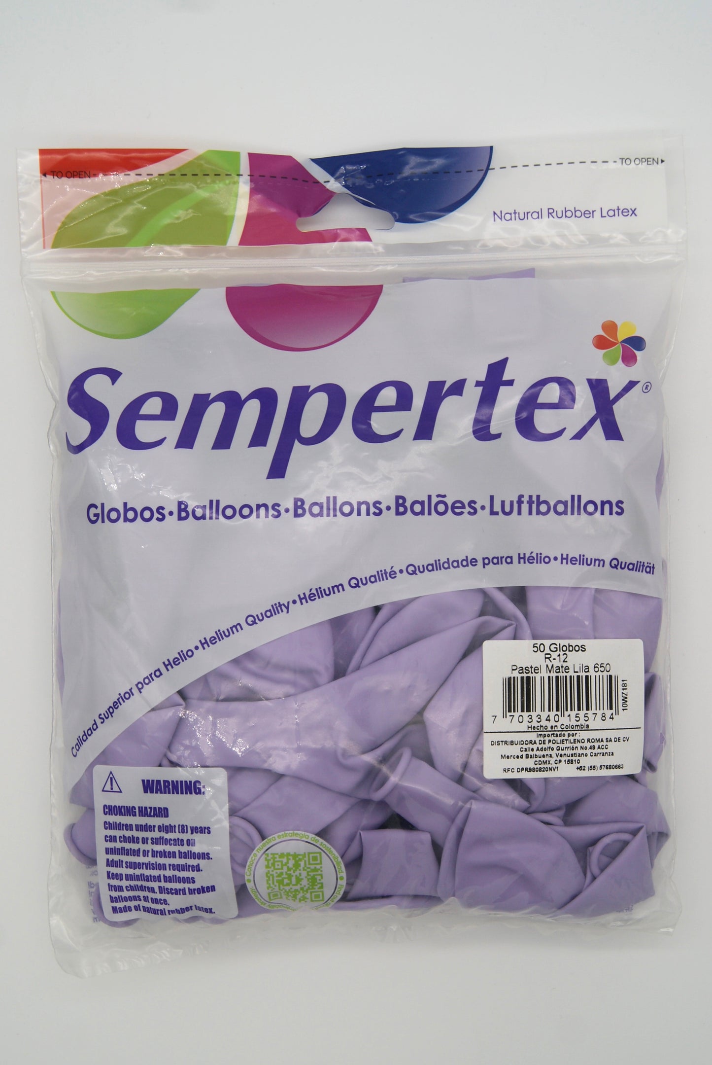 Pastel Mate Lila 12" (Bolsa 50pzs) Sempertex