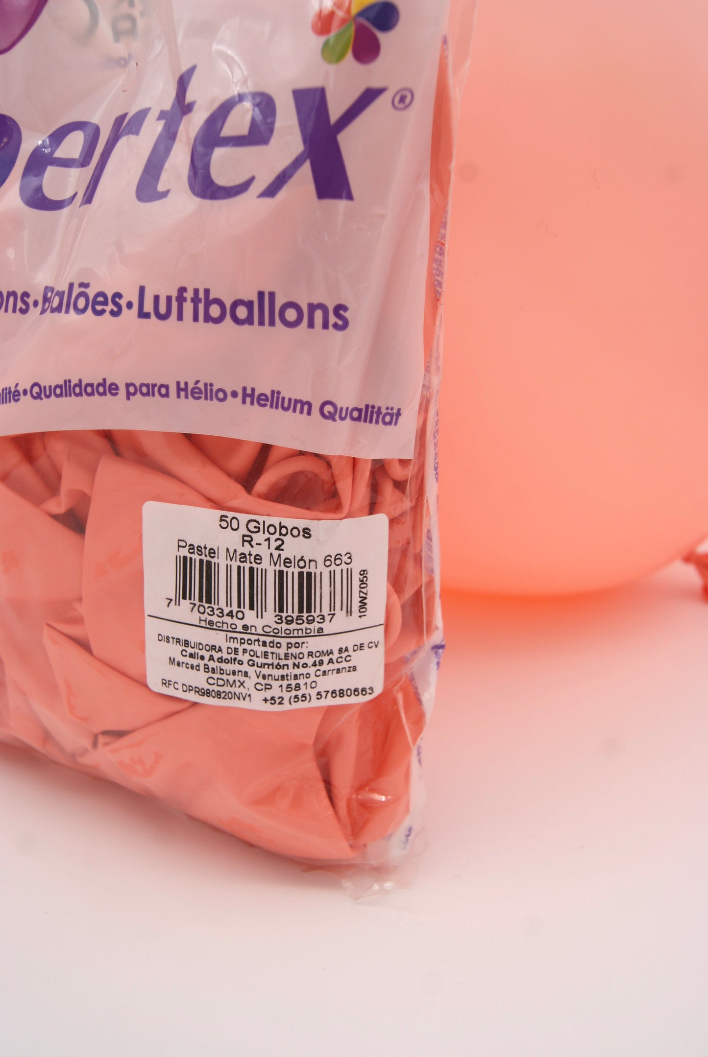 Pastel Mate Melón 12" (Bolsa 50pzs) Sempertex