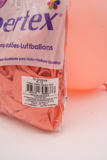Pastel Mate Melón 12" (Bolsa 50pzs) Sempertex