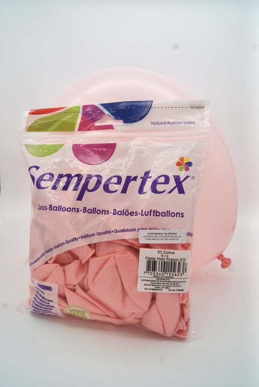 Pastel Mate Rosado 12" (Bolsa 50pzs) Sempertex