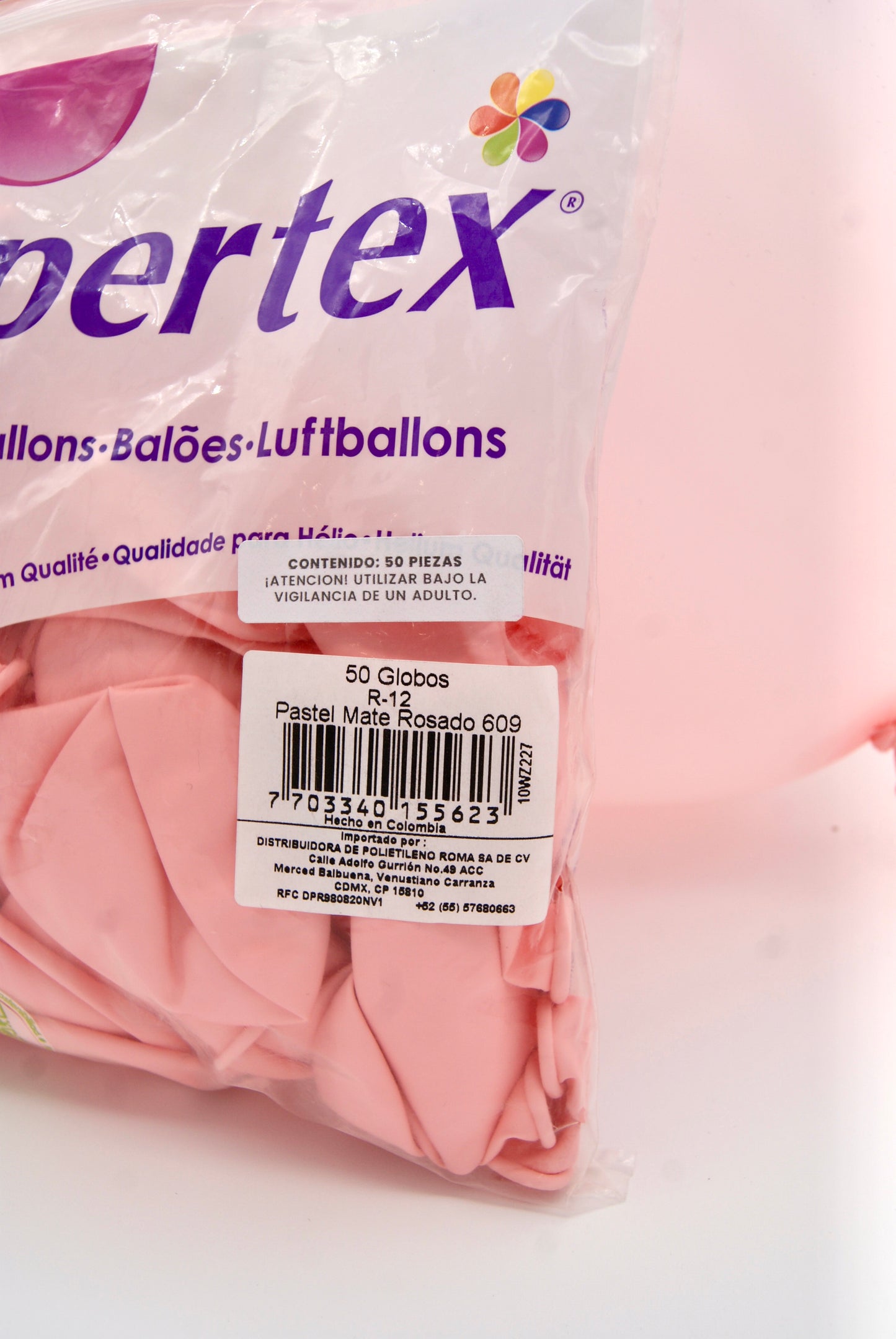 Pastel Mate Rosado 12" (Bolsa 50pzs) Sempertex