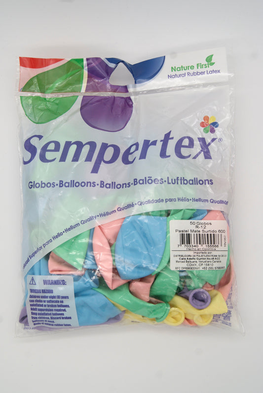 Pastel Mate Surtido 12" (Bolsa 50pzs) Sempertex