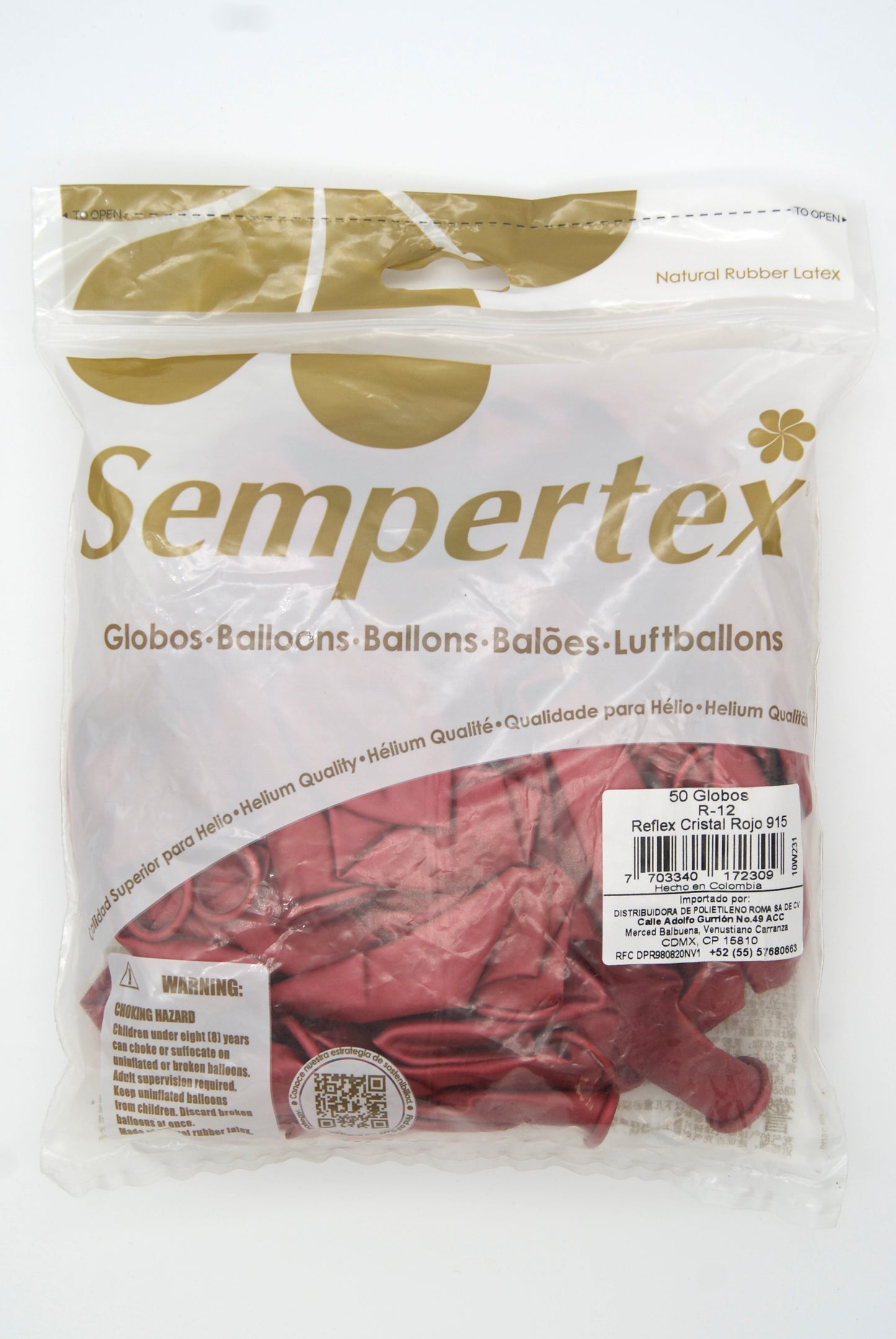 Reflex Cristal Rojo 12" (Bolsa 50pzs) Sempertex