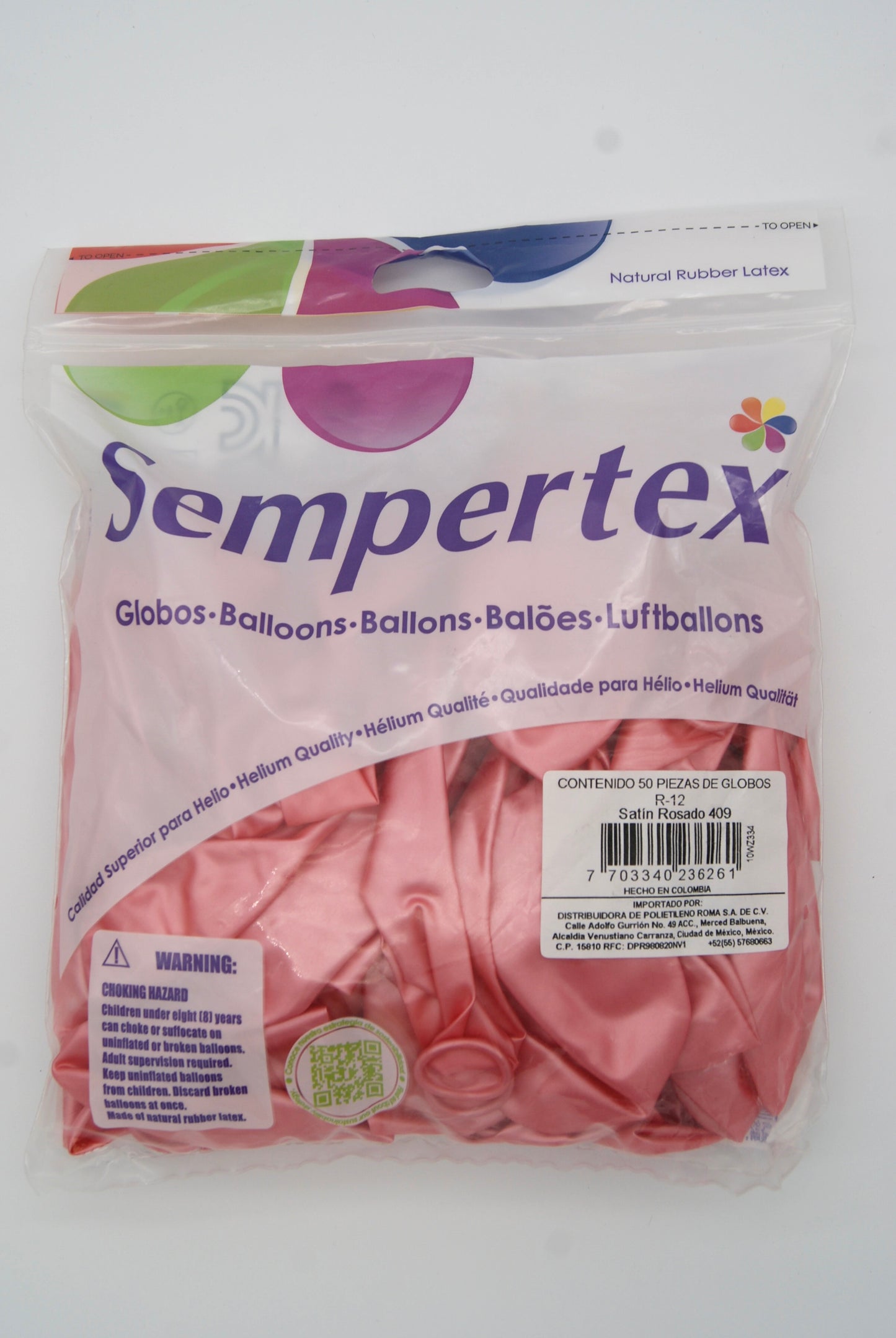 Satín Rosado 12" (Bolsa 50pzs) Sempertex