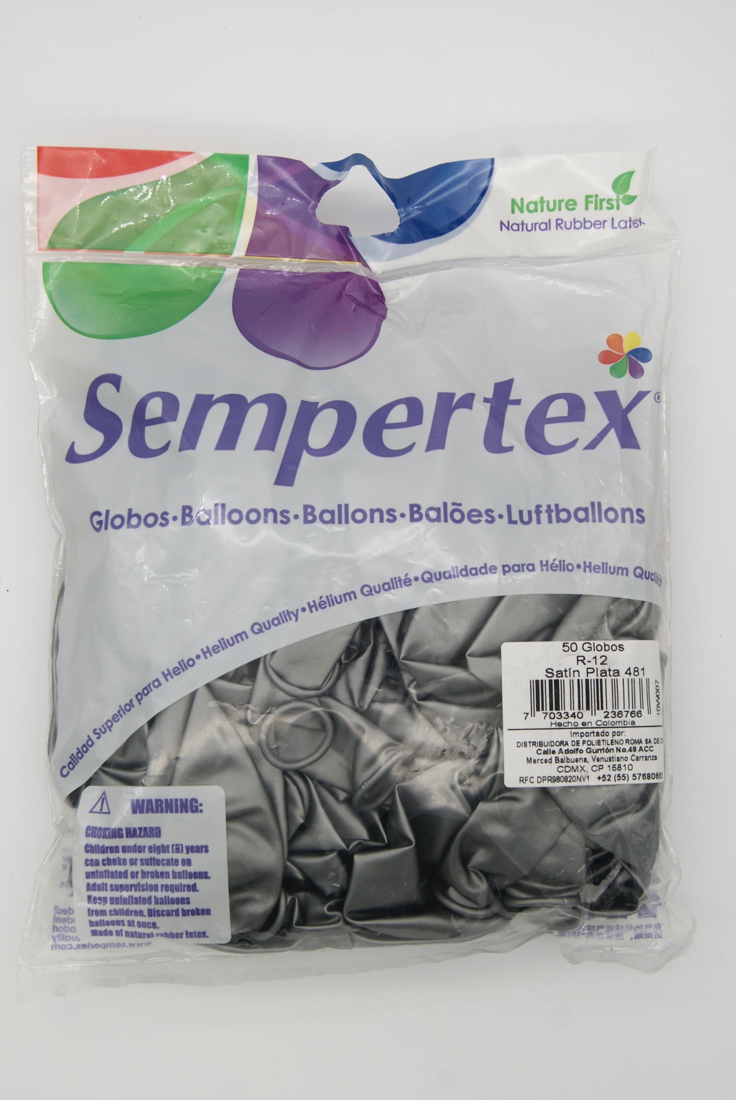 Satín Plata 12" (Bolsa 50pzs) Sempertex