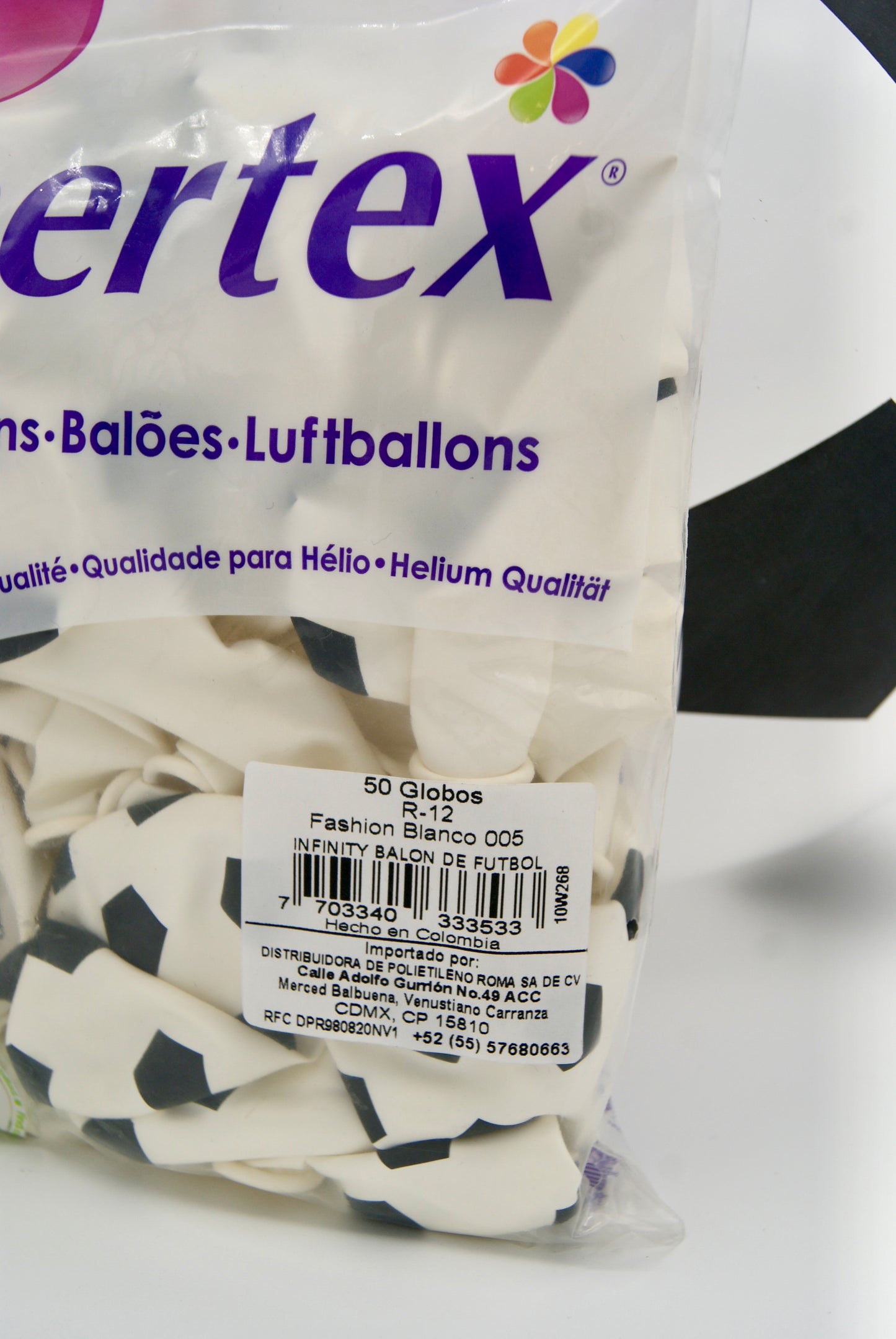 Infinity Balón Fútbol Fashion Blanco 12" (Bolsa 50pzs) Sempertex