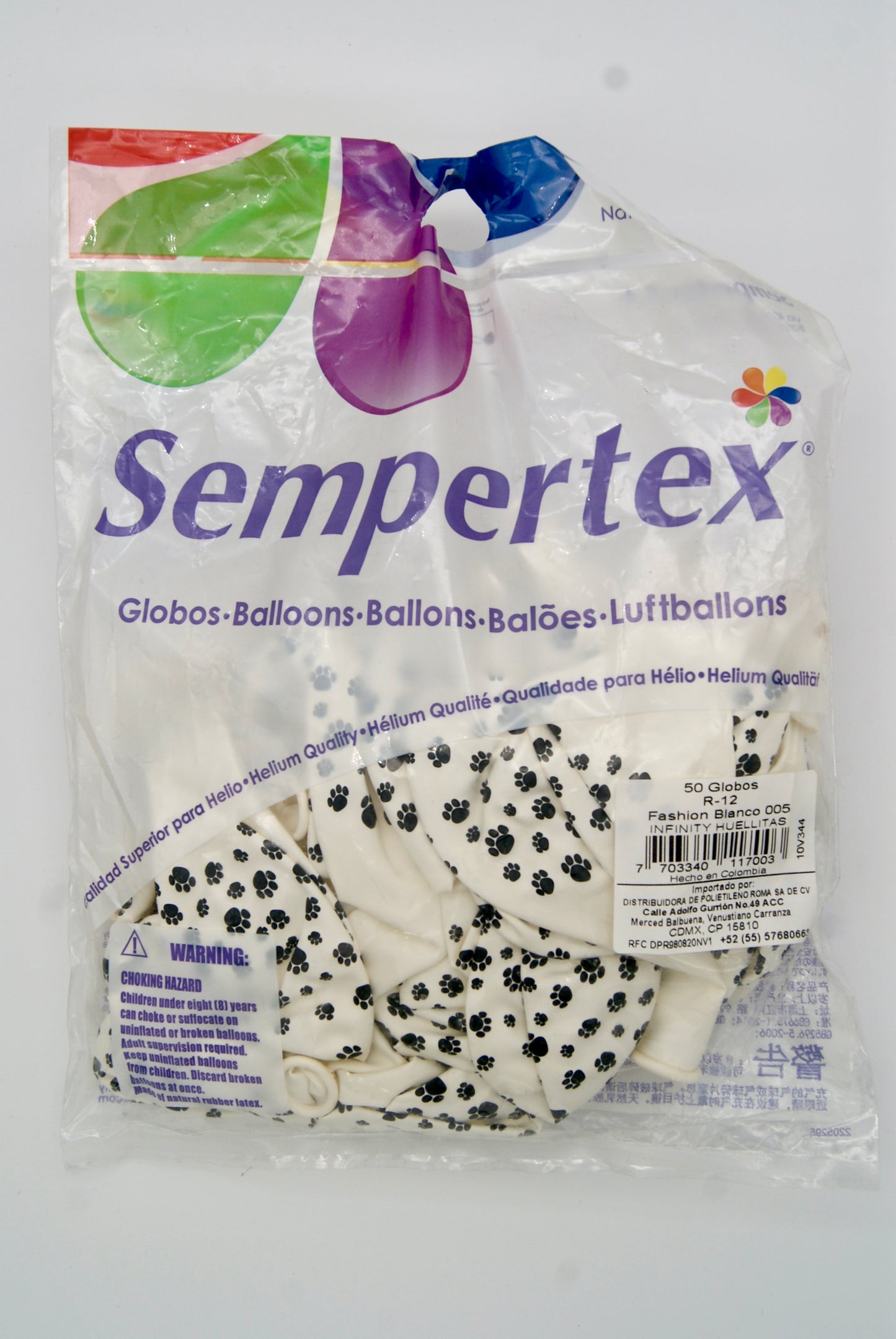Infinity Huellitas Fashion Blanco 12" (Bolsa 50pzs) Sempertex