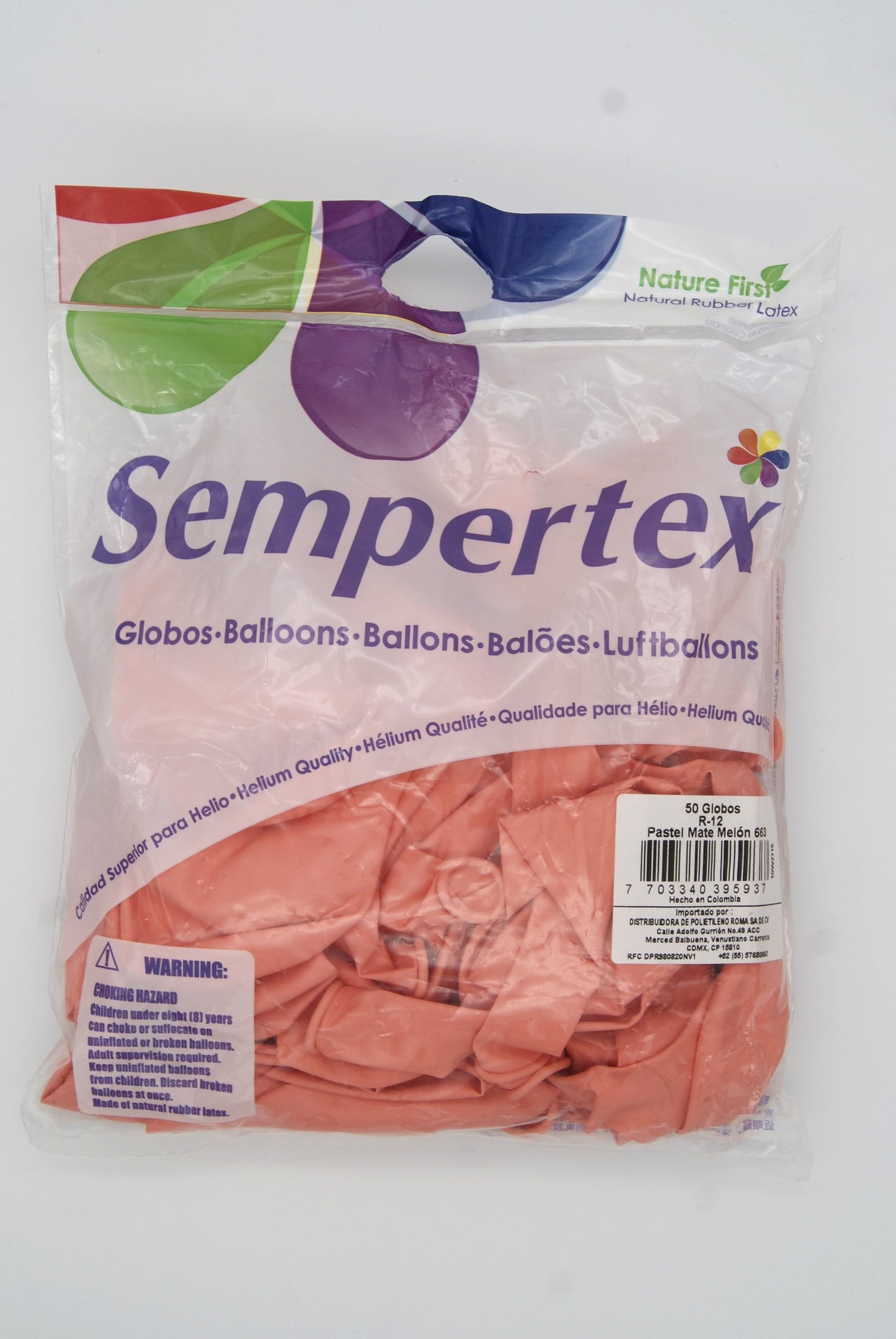 Pastel Mate Melón 12" (Bolsa 50pzs) Sempertex