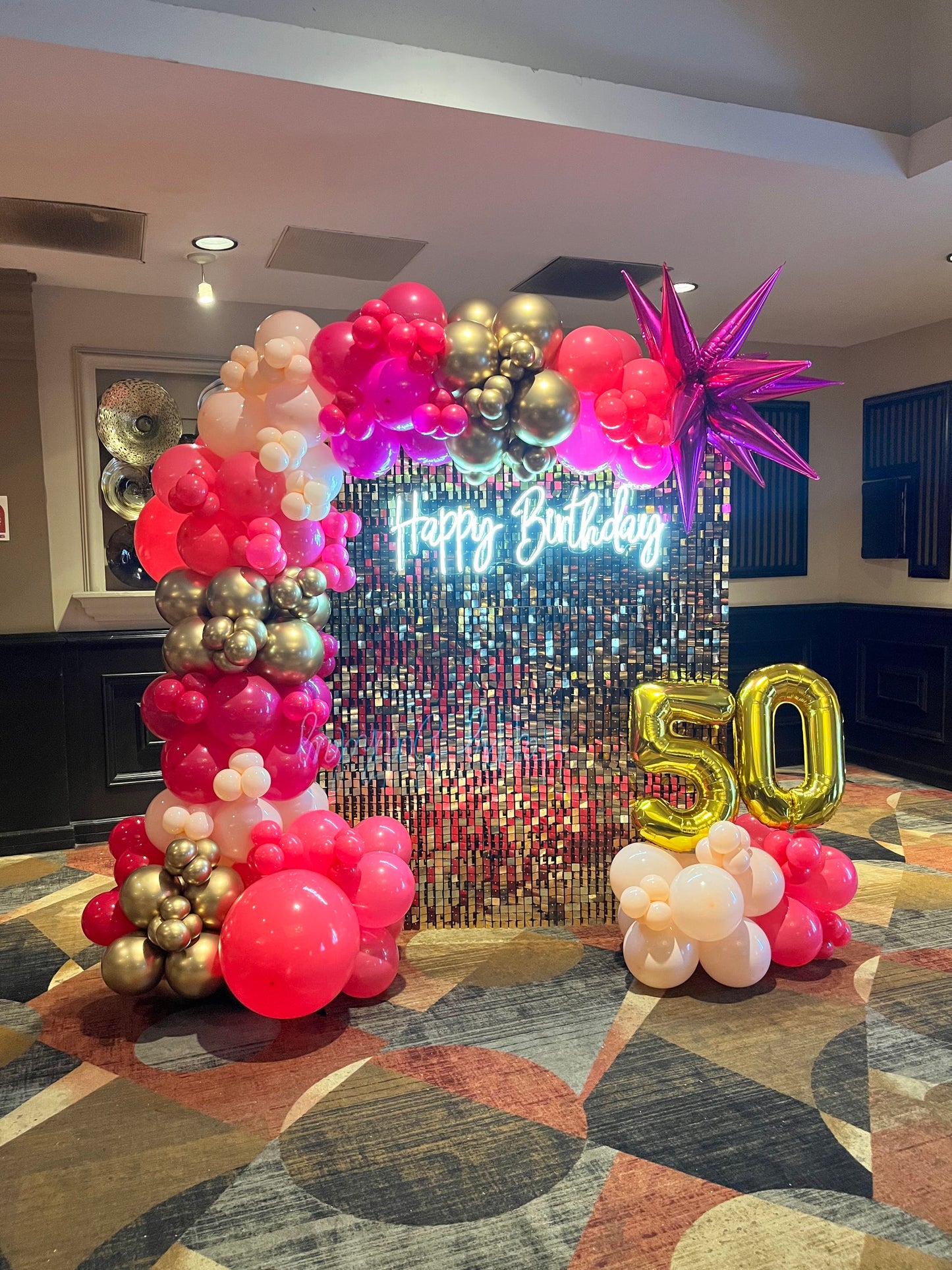 Shimmer Dorada y Rosa Cumpleaños 50