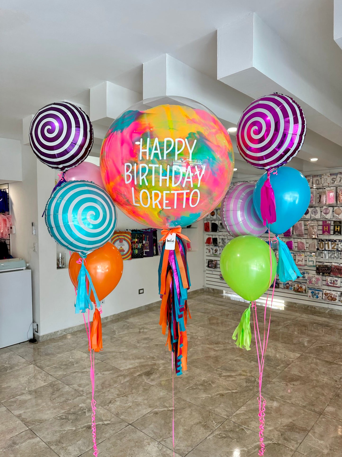 Globo Burbuja + 2 Ramilletes Candy