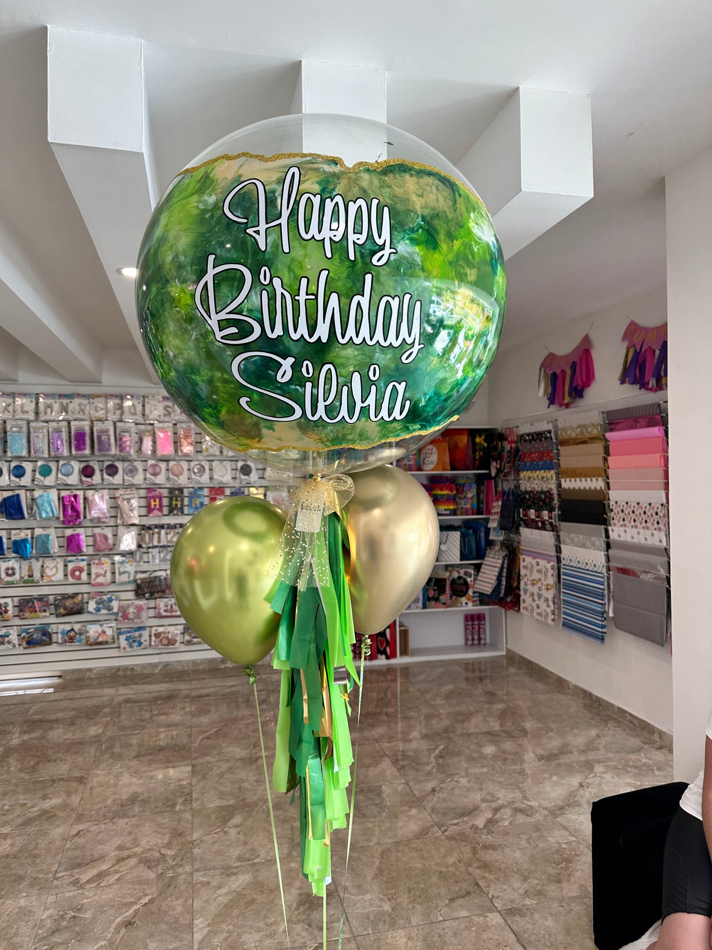 Globo Burbuja + Diamantina + 2 Globos Látex
