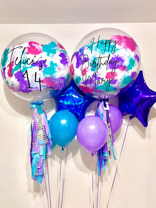 2 Globos Burbujas + 2 Globos Látex + 1 Estrella Metálica