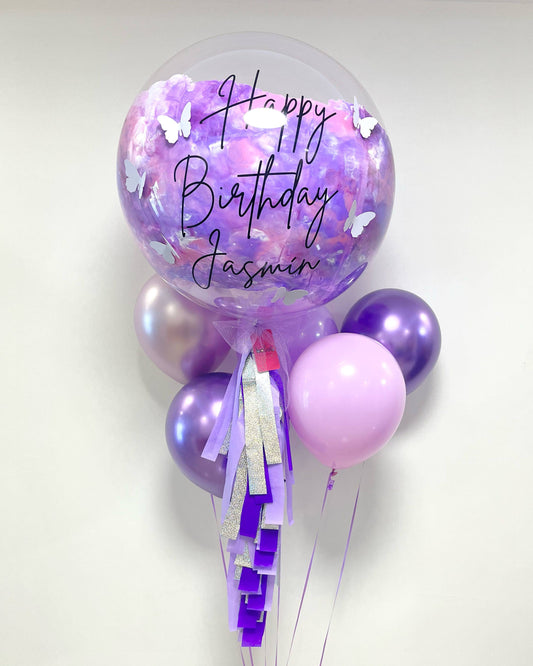 Globo Burbuja + 5 Globos Látex + Mariposas