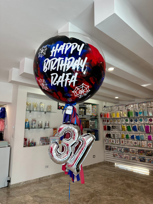 Globo Burbuja Spiderman + Número Chico