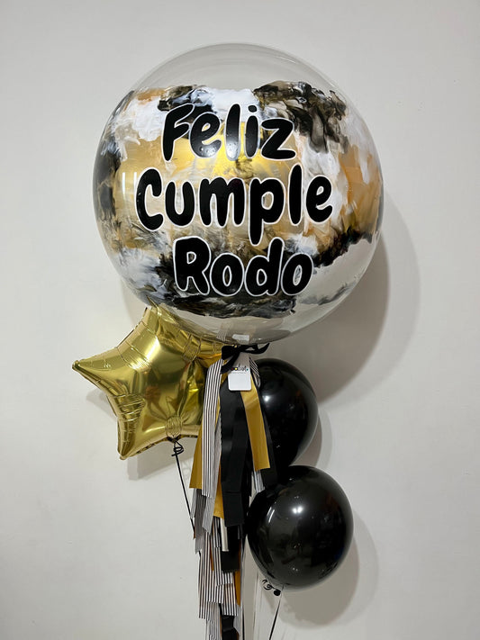 Globo Burbuja + 2 Globos Látex + 1 Estrella Metálica