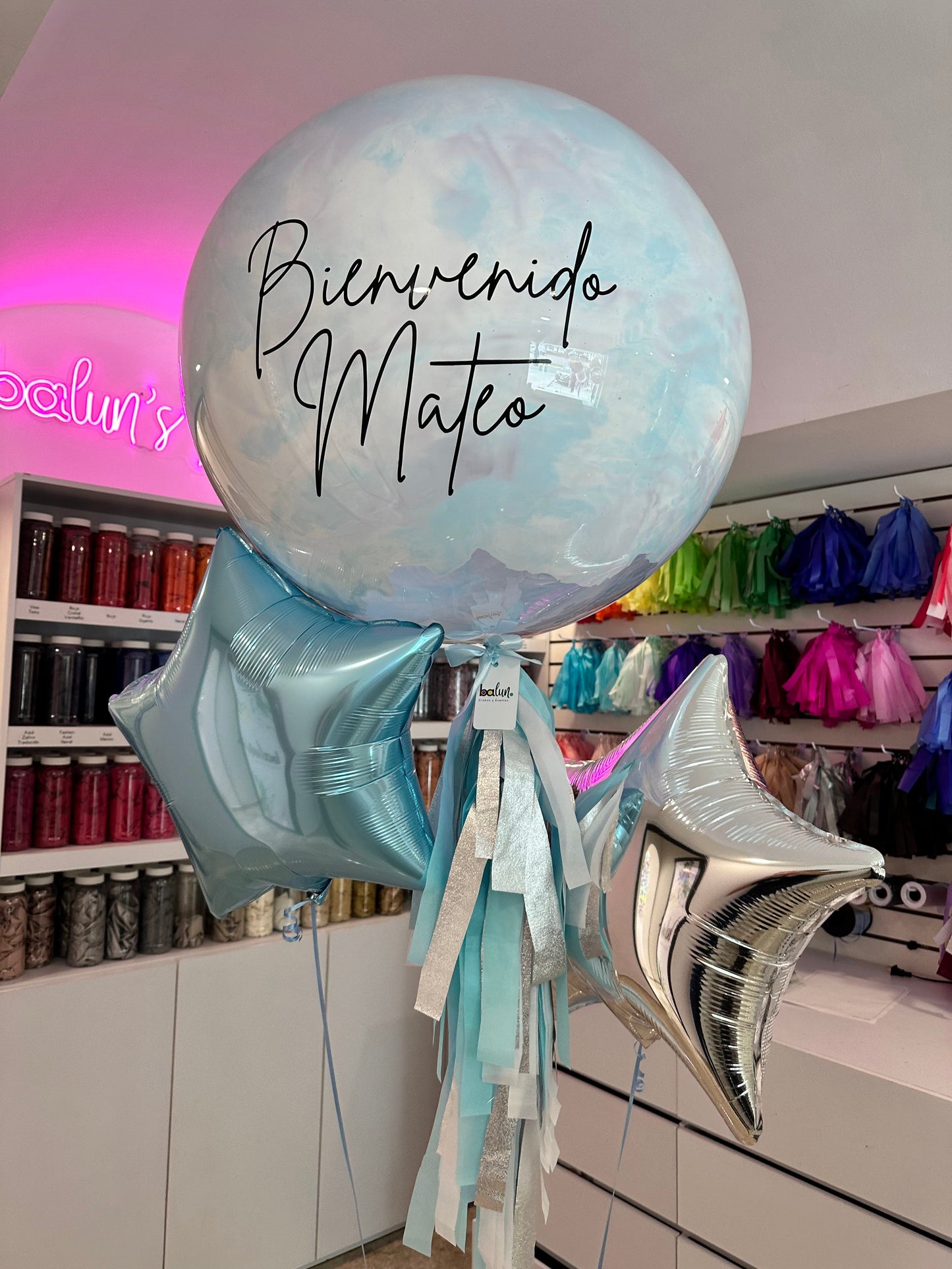 Globo Burbuja + 2 Estrellas Metálicas