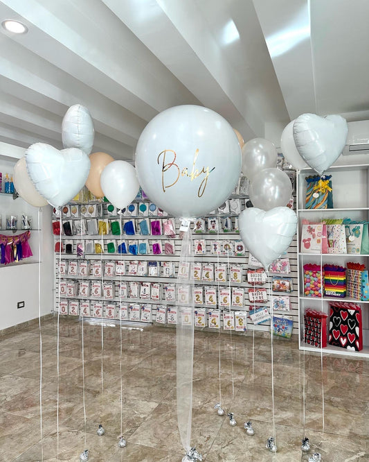 Globo Gender Reveal Blanco + Figuras