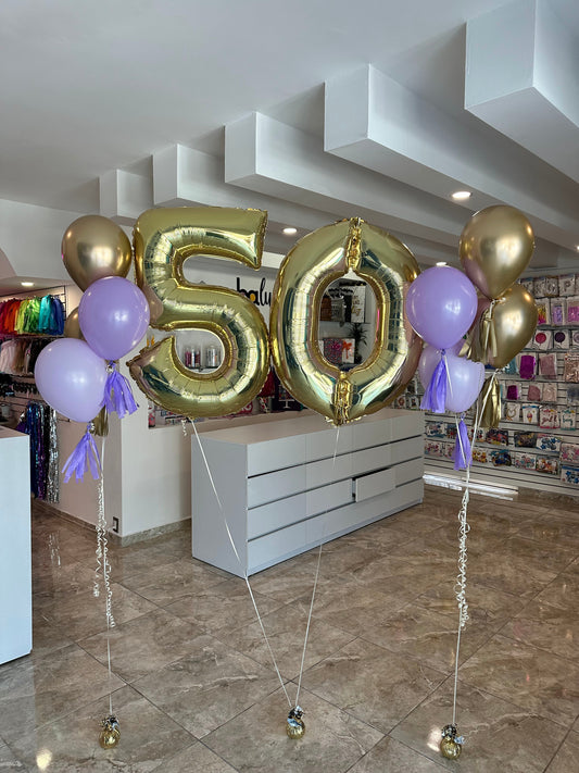 Número Jumbo + 2 Ramilletes de Globos Látex