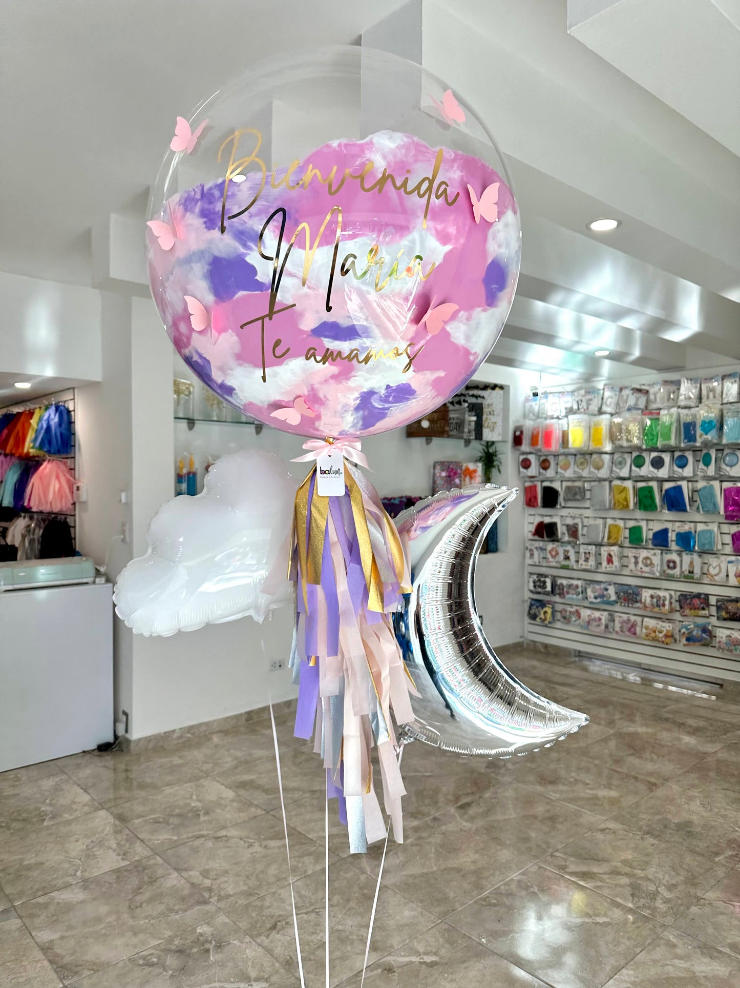 Globo Burbuja + Mariposas + Nube + Luna