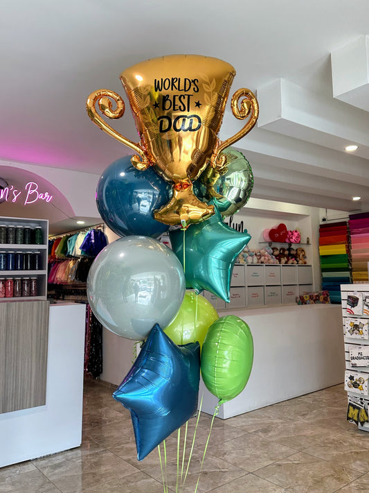 1 Ramillete de Globos + 1 Trofeo