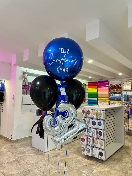 Orbz Chico + Número + 2 Globos Látex