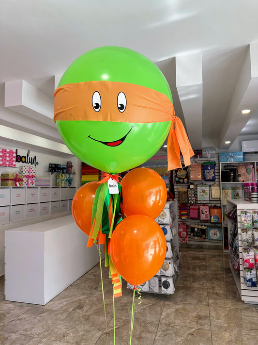 1 Globo Látex Jumbo Tortuga Ninja + 3 Globos Látex