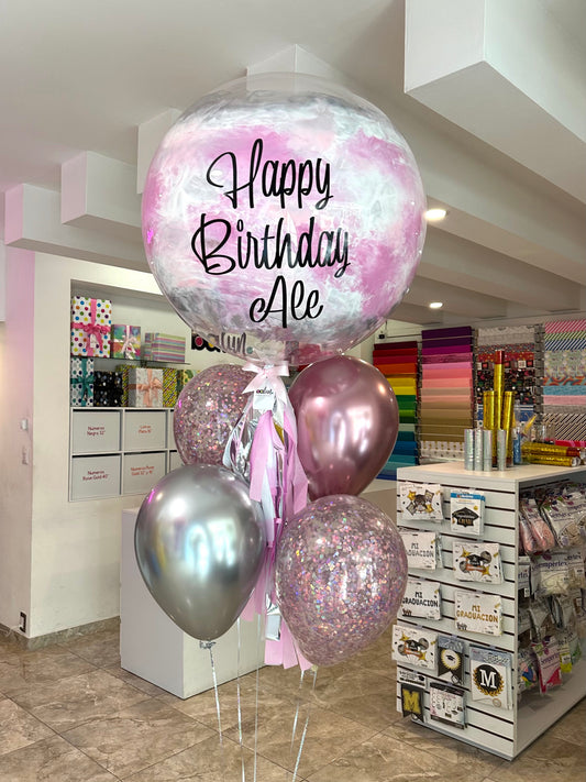 Globo Burbuja + 4 Globos Látex