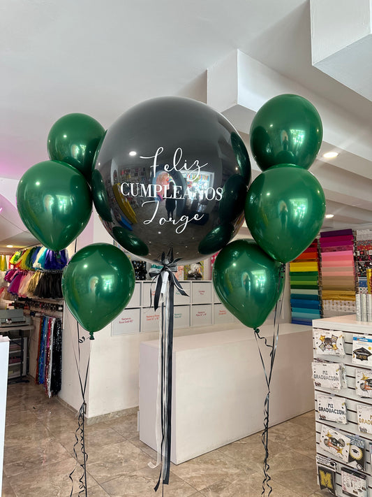 Globo Burbuja + 2 Ramilletes de Globos Látex