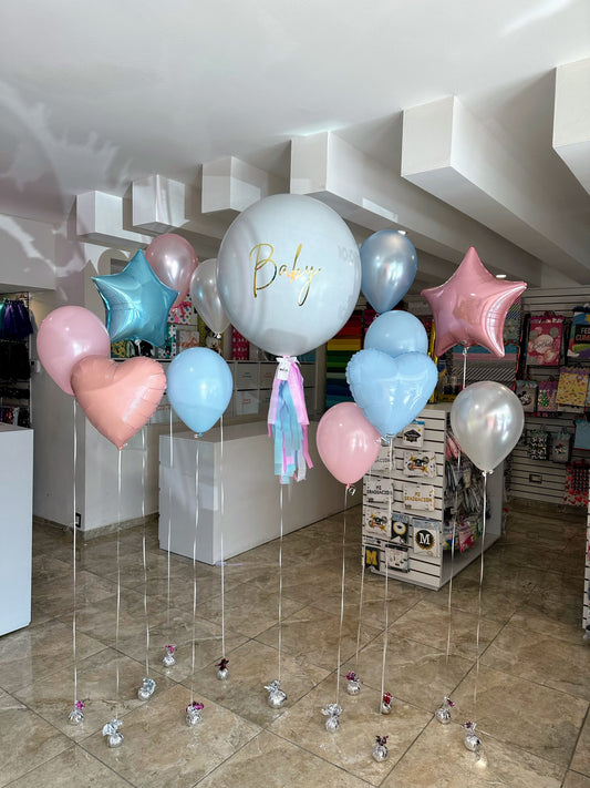 Globo Gender Reveal Blanco + Figuras