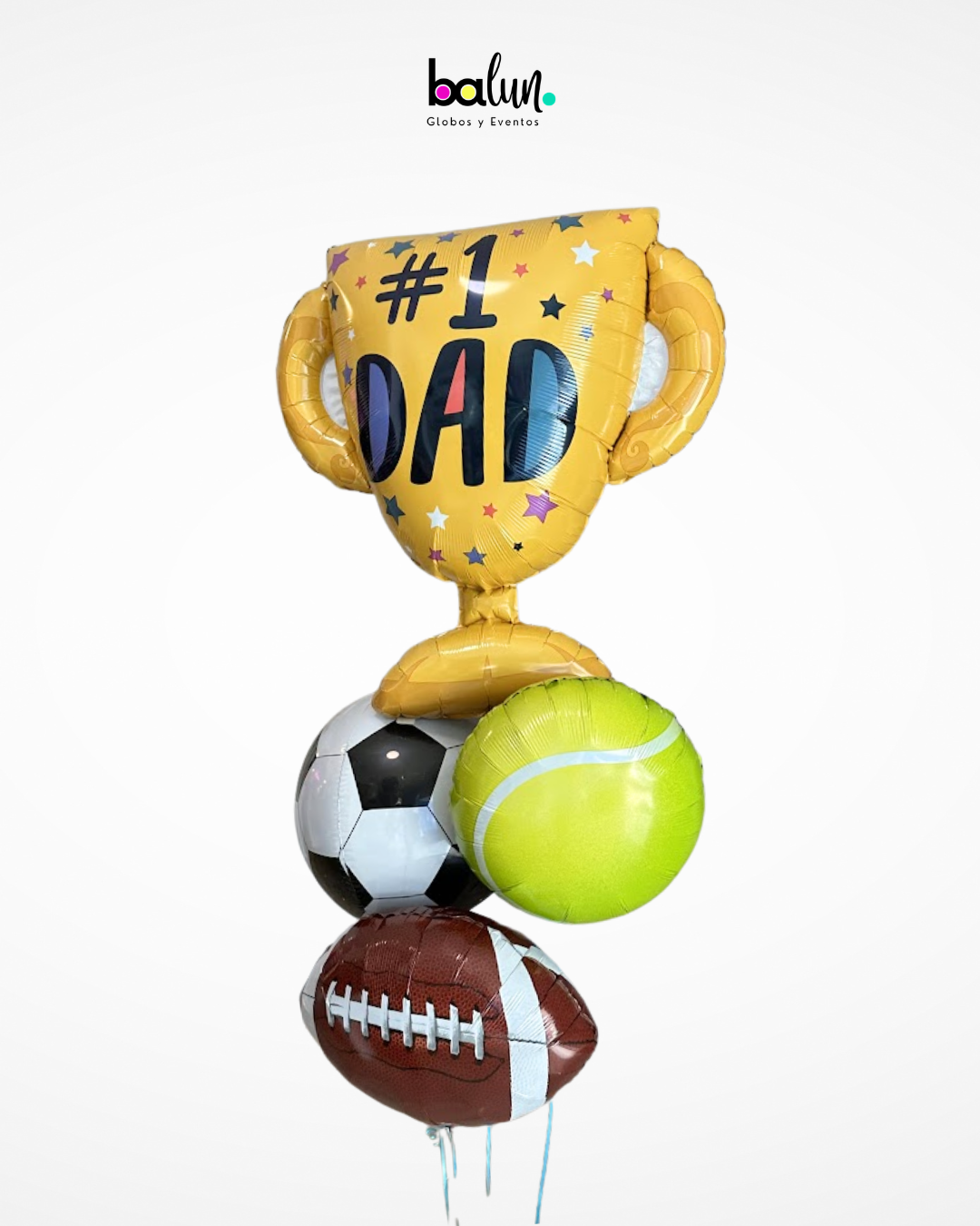 Trofeo #1 Dad + 1 Orbz de Fútbol + 1 Pelota de Padel + 1 Pelota de Americano