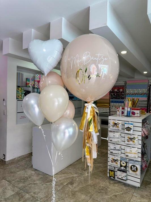 Globo Burbuja + 1 Ramillete de Látex y Corazón
