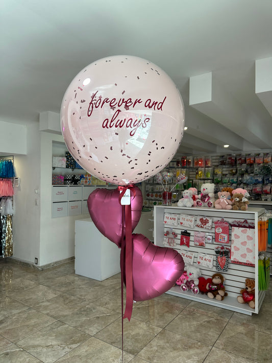 Globo Burbuja con Látex + 2 Corazones