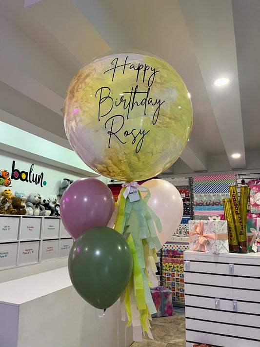 Globo Burbuja + 3 Globos Látex