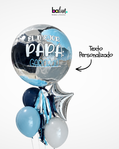 Globo Burbuja + 3 Globos Látex + 1 Estrella Metálica