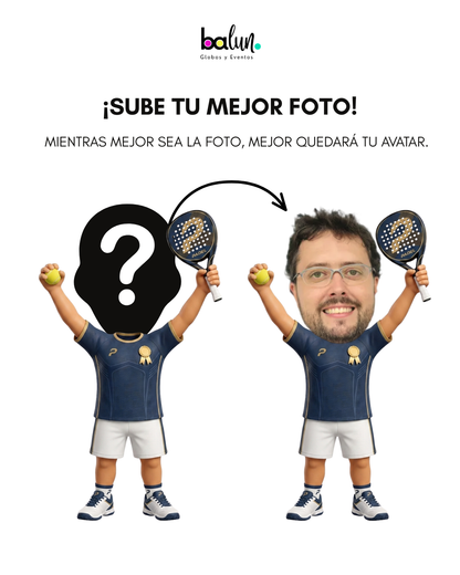 Globo Burbuja + 3 Globos Látex + 2 Pelotas de Padel+ Avatar de Padel