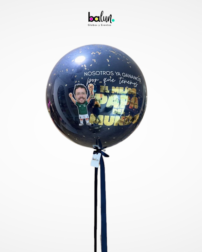 Globo Burbuja con Confetti + Avatar Copa del Mundo