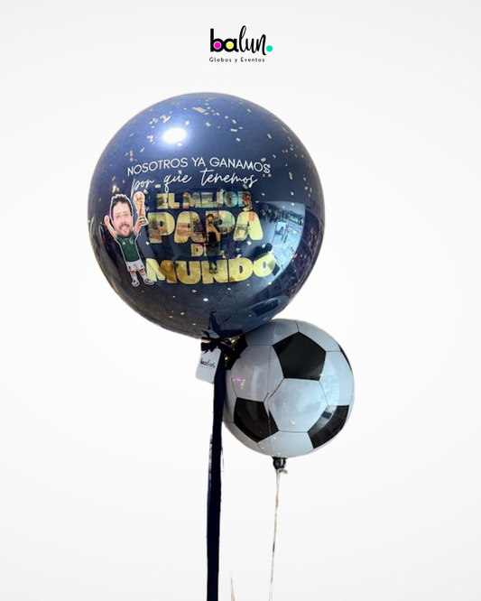 Globo Burbuja con Confetti + 1 Orbz Soccer + Avatar Copa del Mundo