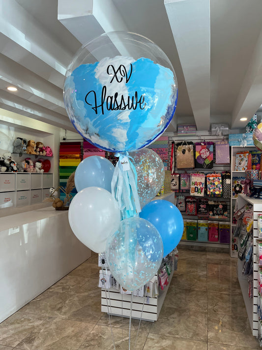 Globo Burbuja + 5 Globos Látex