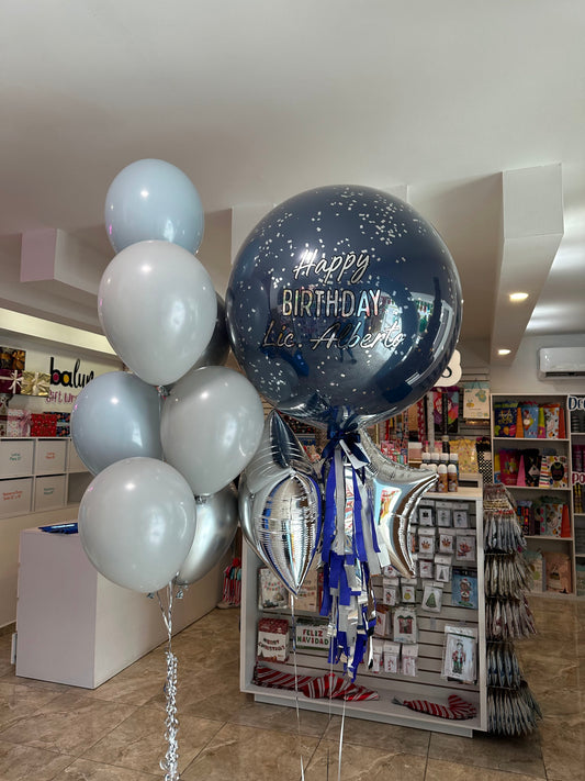 Globo Burbuja +2 Estrellas + 7 Globos Látex
