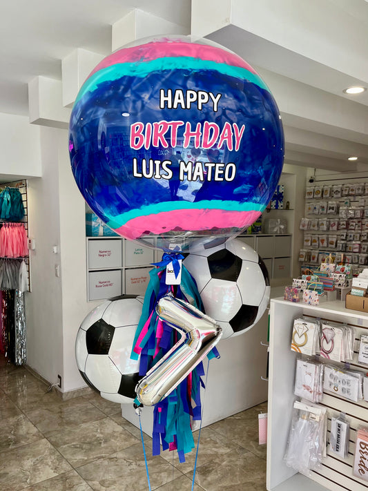 Globo Burbuja + Número Chico + 2 Orbz Chicos