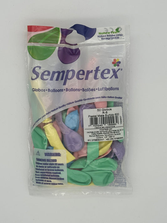 Pastel Mate Surtido 5" (Bolsa 50pzs) Sempertex