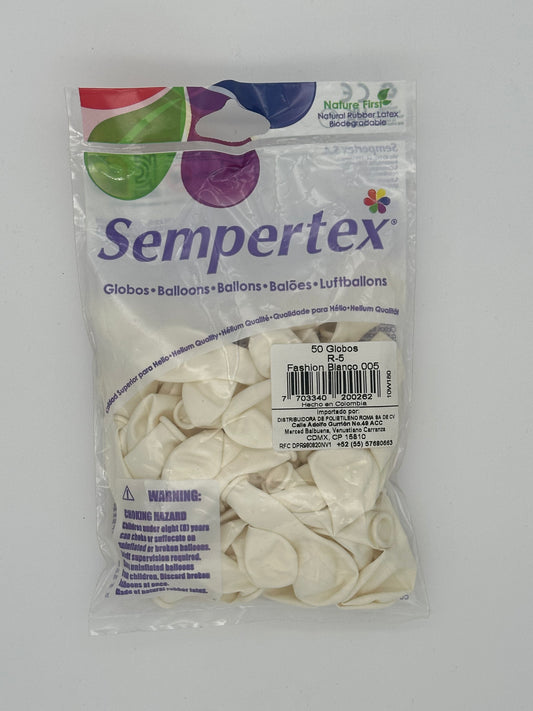 Fashion Blanco 5" (Bolsa 50pzs) Sempertex
