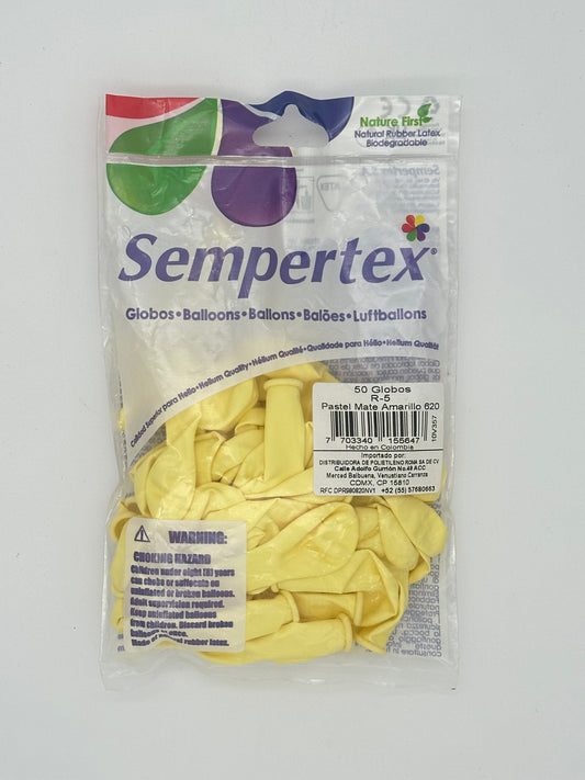 Pastel Mate Amarillo 5" (Bolsa 50pzs) Sempertex
