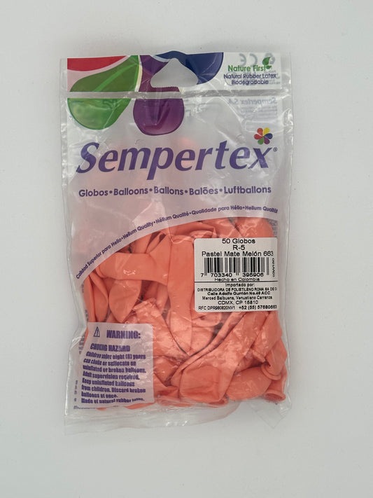 Pastel Mate Melón 5" (Bolsa 50pzs) Sempertex